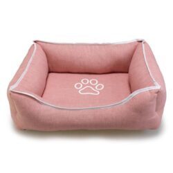 Cama perro cuadrada rosa